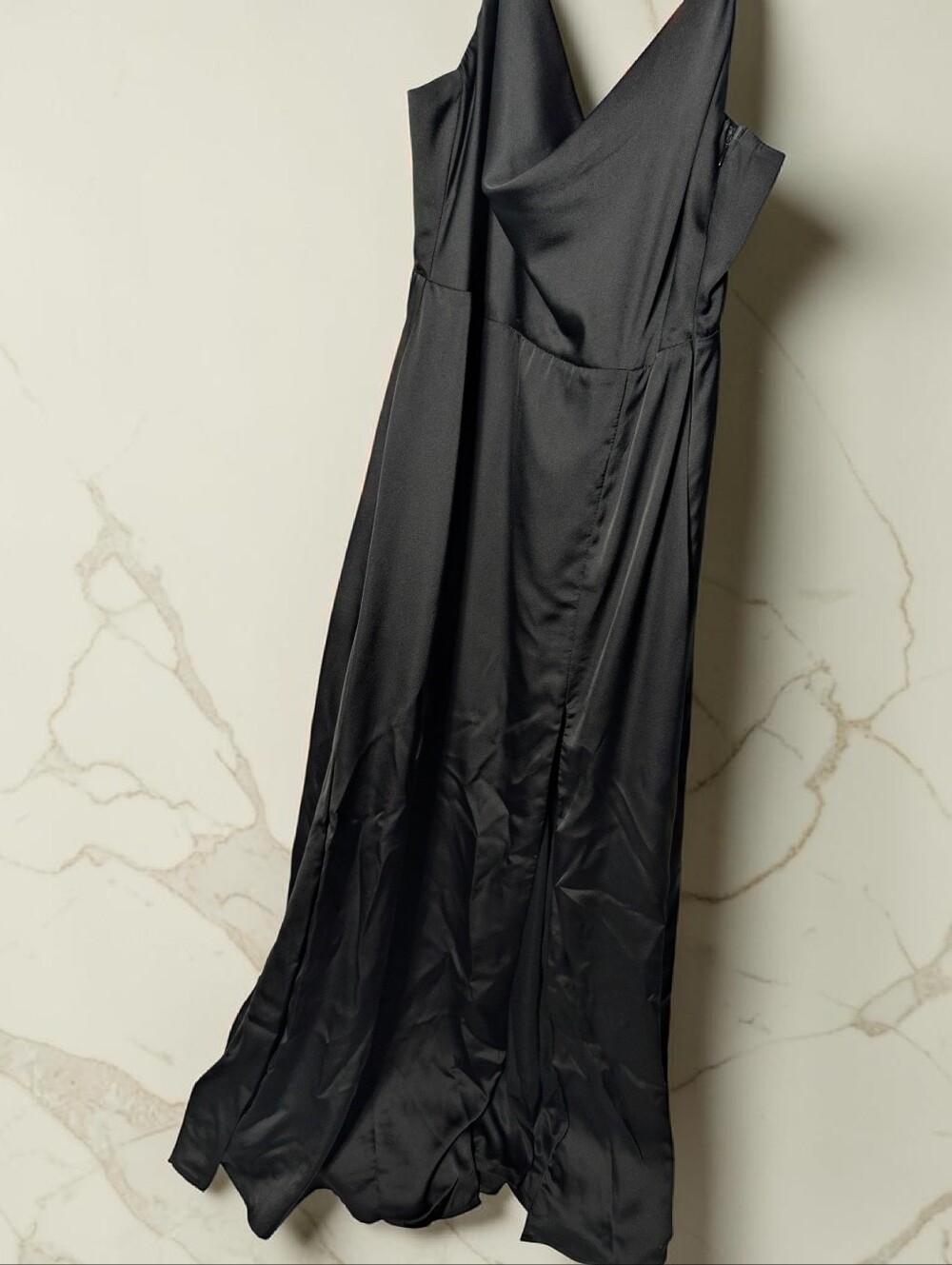 Elegant Black Satin Formal Dress